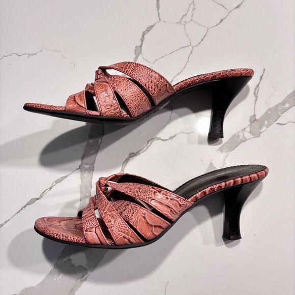 Franco Sarto Coral Snake Embossed Slide Slip on Sandals Heels Women's Size 8M - Picture 2 of 12